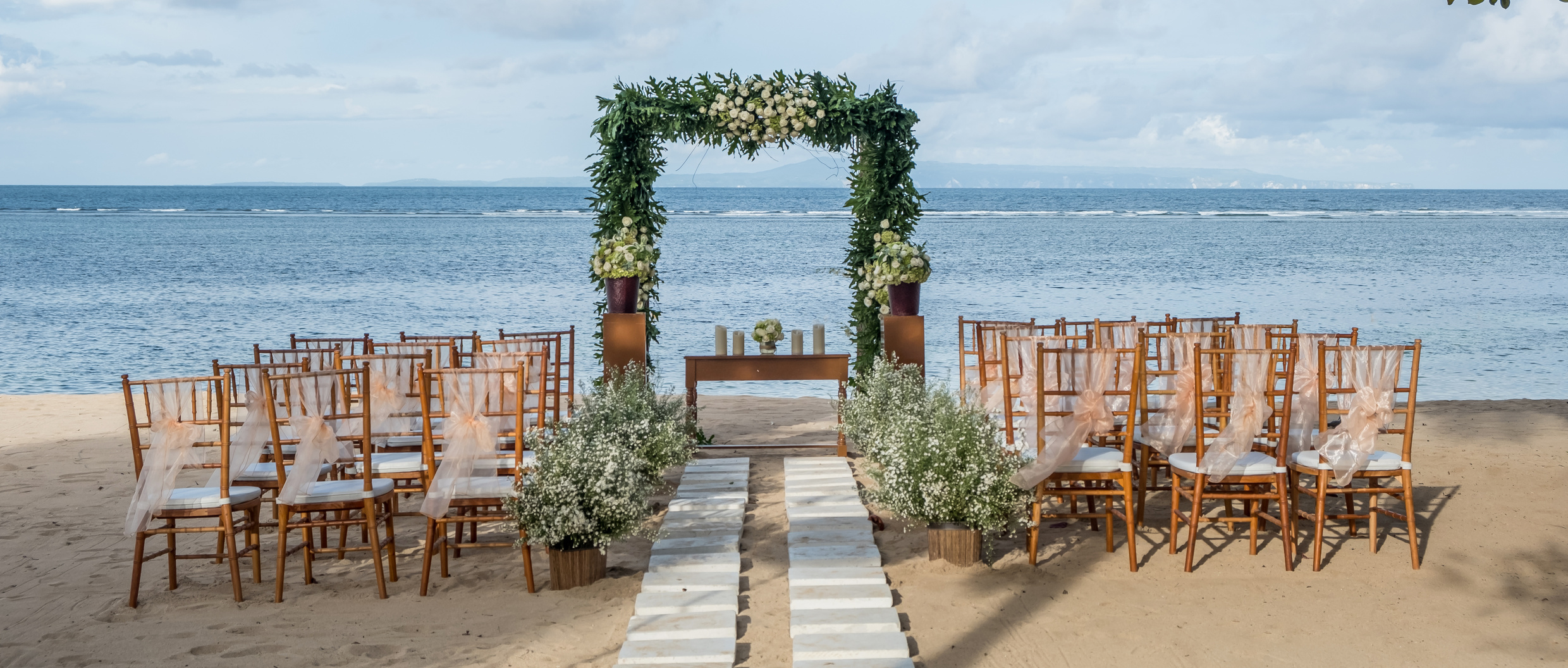 Wedding on the beach, Tropical settings for a wedding on a beach - Bali island. Exotic destination wedding concept